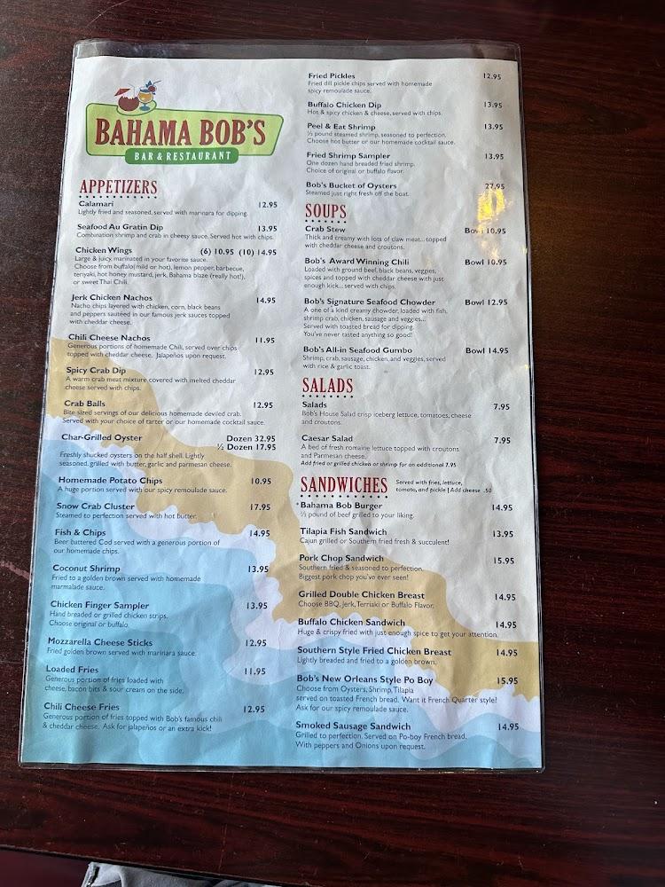 Bahama Bob's Menu image 1